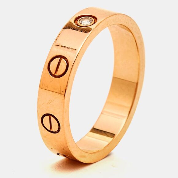 Cartier Love 1 Diamond 18k Rose Gold Wedding Band Ring Size 52 - Picture 1 of 4